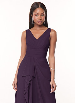 Azazie Julianna Bridesmaid Dresses Plum A-Line Chiffon Dress image5