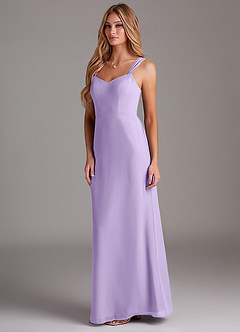Azazie Denice Bridesmaid Dresses Lilac Sheath Pleated Chiffon Dress image4