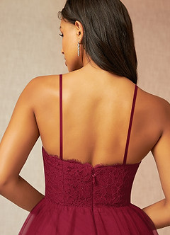 Azazie Roni Bridesmaid Dresses Burgundy A-Line Sweetheart Neckline Tulle Convertible Dress image6