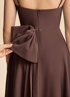 Azazie Bear Junior Vestido de Ganache de Gasa de Corte en A con Plisado image8