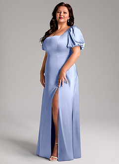 Azazie Fyona Bridesmaid Dresses Ice A-Line Pleated Stretch Satin Dress image10