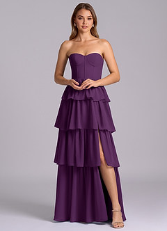 Azazie Faye Robes de demoiselle d'honneur Robe Trapèze en Mousseline de soie Encolure en Forme de Cœur Grain De Raisin image6