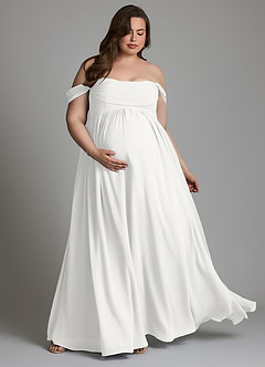 Azazie Saige Maternity Bridesmaid Dresses A-Line Pleated Chiffon Floor-Length Dress image11