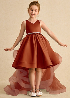 Azazie Julietta Flower Girl Dresses Paprika Ball-Gown Convertible Tulle Dress image2