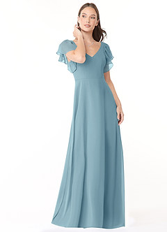 Azazie Syenna Bridesmaid Dresses Moody Blue A-Line Ruched Chiffon Dress image1