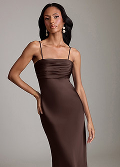 Azazie Saylor Brudtärnklänningar Klä av Sjöjungfru i Stretch Satin Axelbandslös Ganache image3