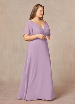 Azazie Alessa Final Sale Wisteria A-Line V-Neck Pleated Chiffon Dress image10