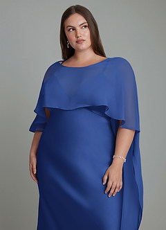 Azazie Stefania Vestidos de damas de honor Vestido Azul Real de Satén Elástico de Línea A image14