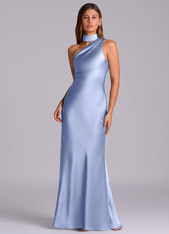 Azazie Seona Robes de demoiselle d'honneur Robe Sirène en Satin extensible Une épaule Eis image1