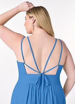 Azazie Farren Robes de demoiselle d'honneur Robe Trapèze Convertible en Mousseline de soie Plissée Geai Bleu image16