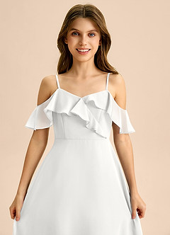 Azazie Kamilla Junior Linia A Zza ramienia Szyfon Długość herbaty Młodsza druhna Sukienka image7