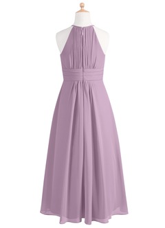 Azazie Bonnie Junior Wisteria A-Line Pleated Chiffon Dress image6