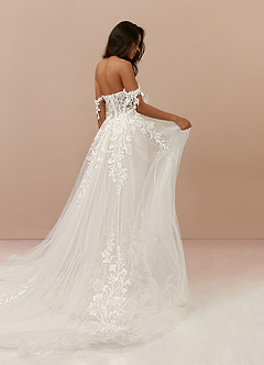 Azazie Evergarden Wedding Dresses Diamond White Champagne A-Line Sequins Tulle Dress image1