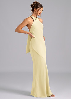Azazie Velli Bridesmaid Dresses Lemon Sorbet Mermaid High Neck Chiffon Dress image4
