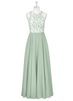 Azazie Kate Final Sale Agave A-Line Lace Chiffon Dress image8