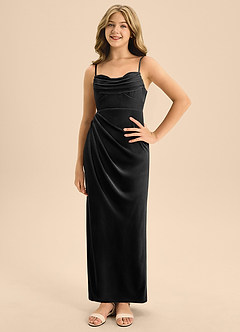 Azazie Mai Junior Black A-Line Sweetheart Neckline Velvet Dress image1