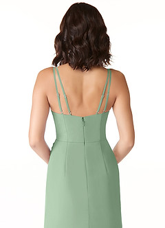 Azazie Leo Brautjungfernkleider Meerjungfrau-Linie V-Hals Gefaltet Chiffon Kleid Matcha image6