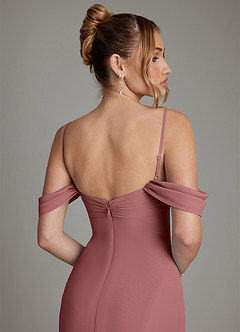 Azazie Karmela Bridesmaid Dresses Amethyst A-Line Off the Shoulder Chiffon Dress image6
