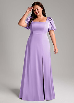 Azazie Fyona Bridesmaid Dresses Lilac A-Line Pleated Stretch Satin Dress image11