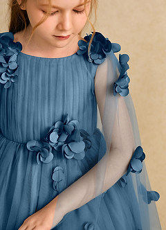 Azazie Staria Flower Girl Dresses Bermuda Ball-Gown Ruched Tulle Dress image10