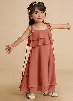 Azazie Temi Flower Girl Dresses Clay A-Line Spaghetti Strap Chiffon Dress image8