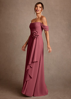 Azazie Amherst Abiti per la Madre della Sposa Abito A-Line in Chiffon a Spalla Scoperta Merlot image4