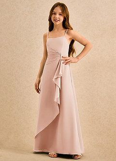 Azazie lolly Girls Formal Robe Demoiselle D'honneur Fillette Robe Trapèze en Mousseline de soie Plissé Rose Anglais image5