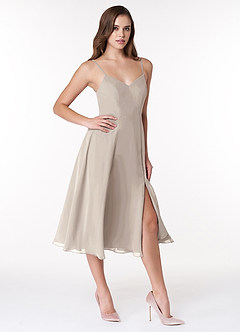 Azazie Clarissa Bridesmaid Dresses Frost A-Line V-Neck Chiffon Dress image3