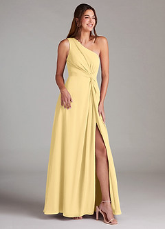 Azazie Brooke Bridesmaid Dresses Butter A-Line One Shoulder Chiffon Dress image4