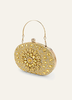 front Pochette Crystal Sunburst avec bandoulière chaîne amovible