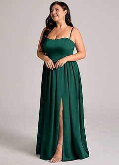 Azazie Calianna Bridesmaid Dresses Emerald A-Line Off the Shoulder Stretch Satin Convertible Dress image10