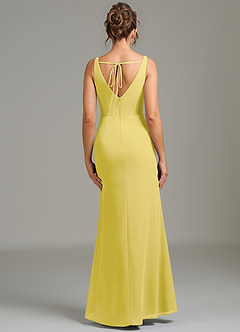 Azazie Leticia Bridesmaid Dresses Canary Sheath Pleated Chiffon Dress image2