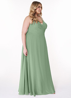 Azazie Davis Bridesmaid Dresses Matcha A-Line V-Neck Chiffon Dress image10