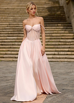 Heartshape Rosa Korsett Satin Balklänning image3