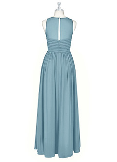 Azazie Nina Bridesmaid Dresses Moody Blue A-Line Pleated Chiffon Dress image7