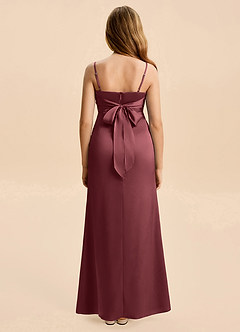 Azazie Christen Junior Merlot Sheath Pleated Stretch Satin Dress image5