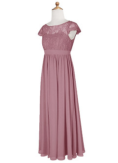 Azazie Silvermist Junior Vintage Mauve A-Line Pleated Chiffon Dress image10