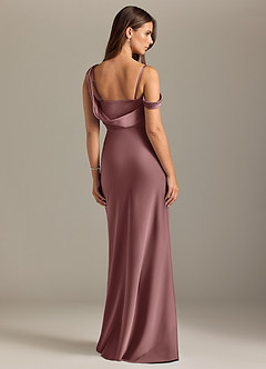 Azazie Madelyn Bridesmaid Dresses Vintage Mauve Mermaid Off the Shoulder Stretch Satin Convertible Dress image2
