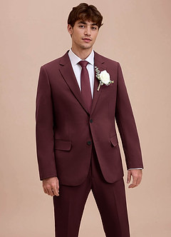 front Ethan Cabernet Refined Weave Performance Suit