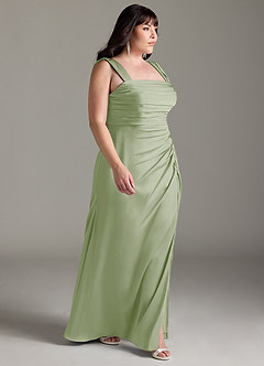 Azazie Jesaphine Bridesmaid Dresses Dusty Sage Sheath Bow Stretch Satin Dress image10