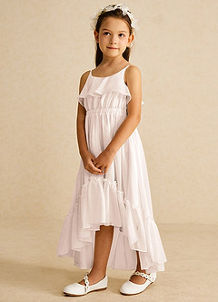 Azazie Karmen Flower Girl Dresses Rose Petal A-Line Ruched Chiffon Dress image2