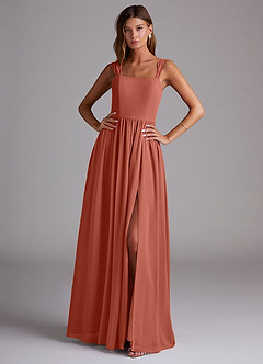 Azazie Calianna Bridesmaid Dresses Clay A-Line Off the Shoulder Chiffon Convertible Dress image1