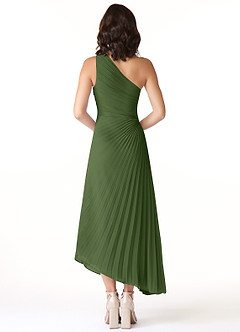 Azazie Kirra Jurken voor bruidsmeisjes Jurk van Chiffon met A-Lijn One-Shoulder Olijf image2
