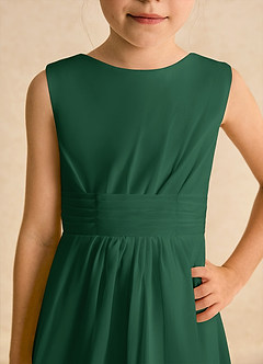 Azazie Edelweiss Flower Girl Dresses Dark Green A-Line Pleated Chiffon Dress image7
