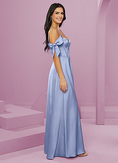 Barbie ♥ Azazie Robes de demoiselle d'honneur Robe Trapèze en Satin extensible Épaule décolletée Eis image4