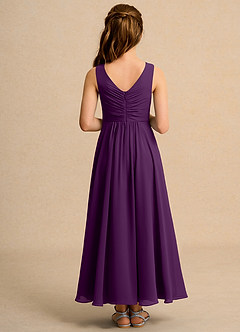 Azazie Ducky Junior Formal Flower Girl Dresses Grape A-Line Pleated Chiffon Dress image2