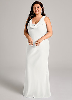 Azazie Rylina Bridesmaid Dresses White Mermaid Pleated Chiffon Dress image9