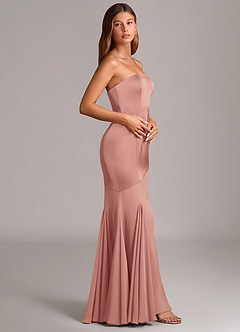 Azazie Uma Brautjungfernkleider Wandelbar Meerjungfrau-Linie Schulterfrei Chiffon Kleid Rosettenrosa image4