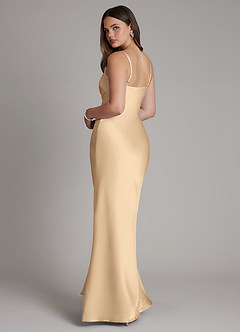 Azazie Ambra Brudtärnklänningar Klä av Sjöjungfru i Stretch Satin Plisserad Champagne image7