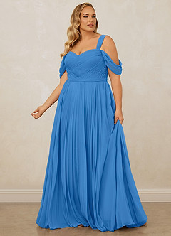 Christian Siriano Bridal for Azazie 1013 Bridesmaid Dresses Blue Jay A-Line Off the Shoulder Chiffon Dress image13